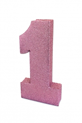 Stalo dekoracija "1", rožinė blizgi